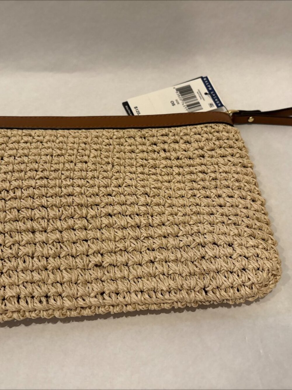 NWT Authentic Lauren Ralph Lauren Cognac Brown Leather and Woven Clutch Purse - Picture 4 of 6